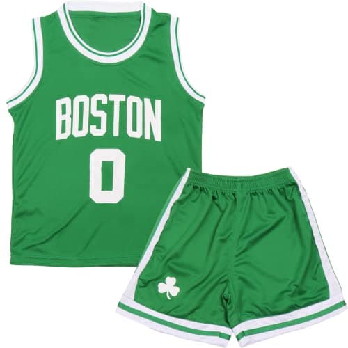 Image of DaceStar Kids Basketball Kit 2-Piece, Basketball Kits for Boys, Basketballs Sleeveless Tank Top and Shorts Set, Kids Basketballs Jersey for 4-14 Years Old(Green,XL)