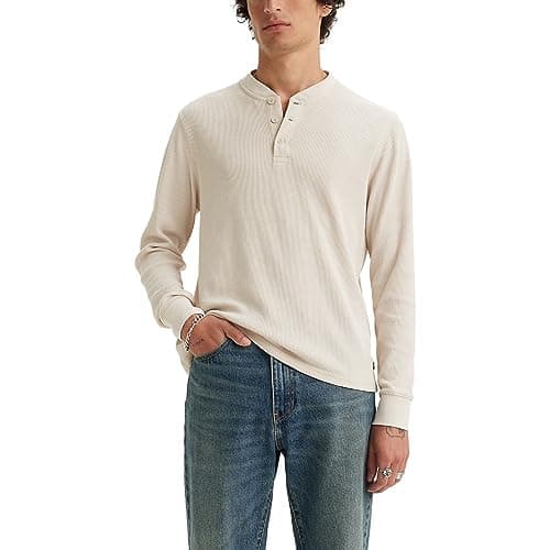 Image of Levi's Men's LS THERMAL 3 BTTN HENLEY, Greys, One Size UK