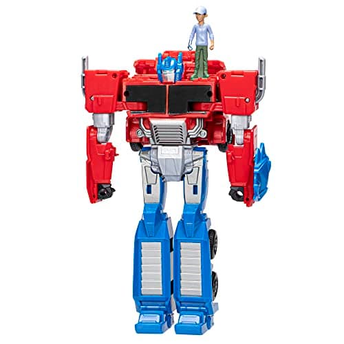 Image of Transformers F7663 Toys EarthSpark Spin Changer, Multicolor, Optimus Prime 20 cm Action Figure with Robby Malto 5 cm Figure, for Ages 6 and Up