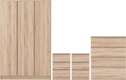 Image of Seconique Bedroom Set, Engineered Wood, Sonoma Oak Effect, W 1150mm x D 505mm x H 1800mm