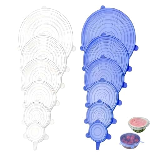 Image of 12 Pcs Silicone Lids Food Covers Set, Silicone Stretch Lids Food Covers, Can Lid for Tins to Fit Various Shape of Containers Can Be Refrigerated Microwave Bowl Cover Dishes Cover