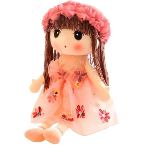 Image of NASSMOSSE Rag Doll for Girls Cute & Realistic 18 Inch Plush Doll with Floral Dress, Hat, Shoes & Long Hair Cotton Stuffed Cuddly Soft, Baby Girl Gifts