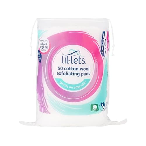 Image of Lil-Lets Cotton Exfoliating Rounds x 50 Count (1 Pack), 100% Pure Cotton, Certified Organic, Soft and Gentle Exfoliation, Dermatologically Tested, Suitable for All Skin Types.