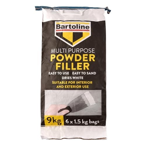 Image of Bartoline Multi Purpose Powder Filler 1.5kg x 6 - Strong & Smooth Finish for Plaster, Wood, Brick & Stone – Easy to Mix & Sand
