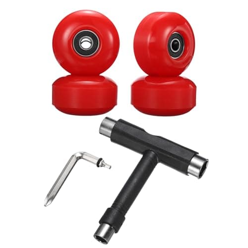 Image of PATIKIL 52mm 95A Skateboard Wheels with Bearings, 4 Pack Street Wheels with Skate Tool for Skateboards Tricks Cruiser Wheel Replacement, Red