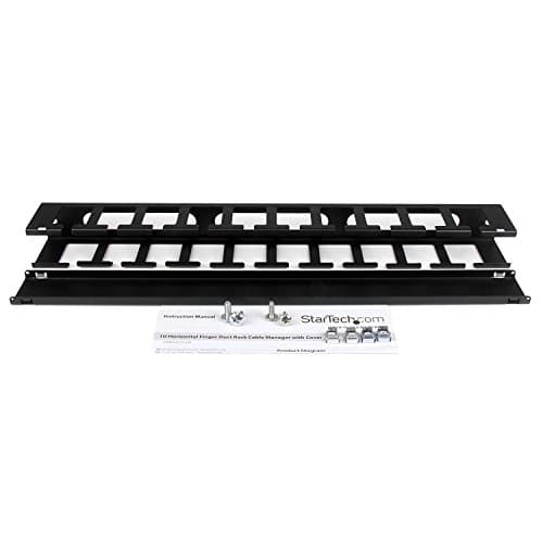 Image of StarTech.com 1U Horizontal Finger Duct Rack Cable Management Panel with Cover - Server Rack Cable Duct - Rack Cable Organizer/Manager (CMDUCT1UX)