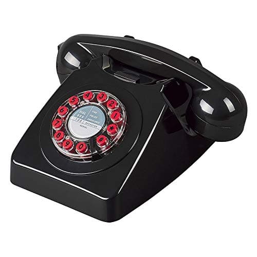 Image of Wild and Wolf Classic 746 Black Telephone, Retro Style with Push Buttons, Connects to Landline