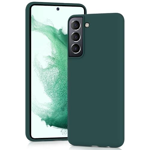 Image of YATWIN Silicone Case for Samsung Galaxy S22, Soft-Touch, Shockproof, DustProof, Antiskid Full Body Armour Phone Cover for Samsung Galaxy S22 - Dark Green