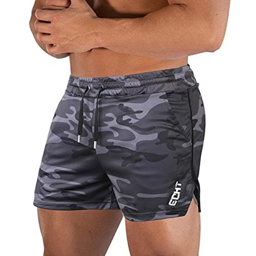 Image of Superora Men's Running Gym Sport Breathable Outdoor Workout Training Pockets Shorts, Gray Camo, XL