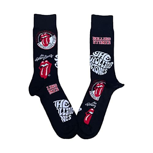 Image of Rolling Stones Socks Band Logos Official Mens Black (UK SIZE 7.5-11.5) One Size