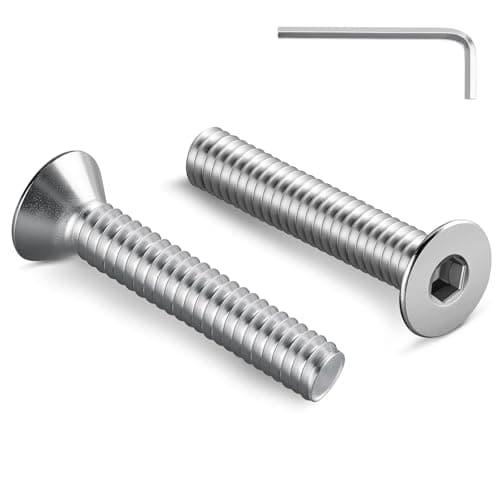 Image of Wavanta 10Pcs M10 Bolts, M10 X 50mm Countersunk Bolts Screws, Flat Head Socket Cap Screws, 304 Stainless Steel, Full Thread, Bright Finish, with Hex Spanner