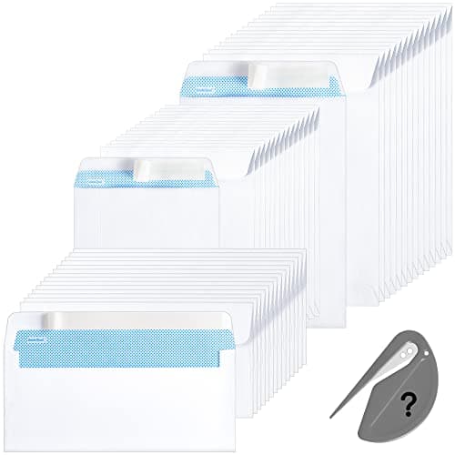 Image of 45 White Mailing Envelopes, 100 GSM Mixed Sized Self Seal Greeting Card Envelopes, Invitation Envelopes for Posting Mailing Home Office and Ecommerce(15 DL+15 C5+15 C4+1opener)
