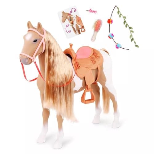 Image of Our Generation - Palomino Hair Play Doll Horse Playset – 20-inch Toy Horse for Fashion Dolls with Stylable Long Mane & Hair Styling Accessories