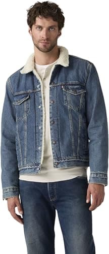 Image of Levi's Men's Denim Jacket Type III Sherpa Trucker Lined, Regular Fit, Blue (Built To Last Sherpa Trk), L