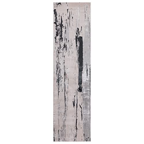 Image of Lord of Rugs Aurora AU10 Glacier Modern Abstract Shiny Metallic Silver Grey Rug Hallway Runner 66x240cm (1'x11''x7'10'')