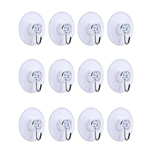 Image of 12PCS Suction Cup 32mm Sucker Hooks, Door Ceiling Detachable Reusable Suction, Strong Reusable Vacuum, Transparent for Bathroom, Kitchen, and Windows