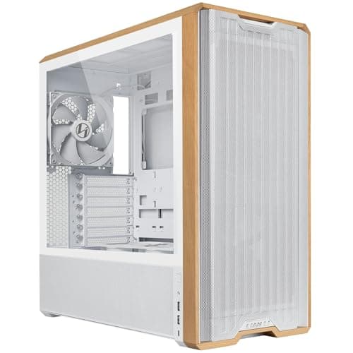 Image of Lian Li Lancool 217 PC Case White | ATX Mid Tower, Tempered Glass, 5 Fans, Birch Wood Accents, Mesh Front, Back-Connect Compatible