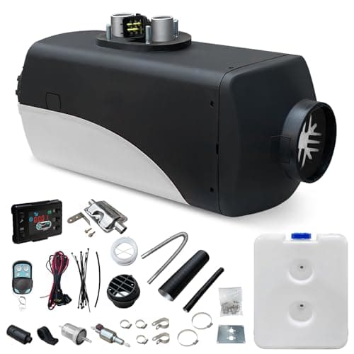 Image of KIASTER 5KW / 8KW 12V Diesel Heater Air Parking Heater Diesel Night Heater With LCD Display & Remote Control & Fuel Tank for Car Trucks Boat Trailer RV Caravan Campervans (White+Black, 8KW)