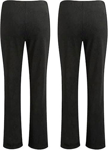 Image of USNA New Ladies 2 Pack Bootleg Ribbed Trousers, Work Ladies Pants Trousers (UK, Numeric, 14, Regular, Regular, Black 2 Pack)