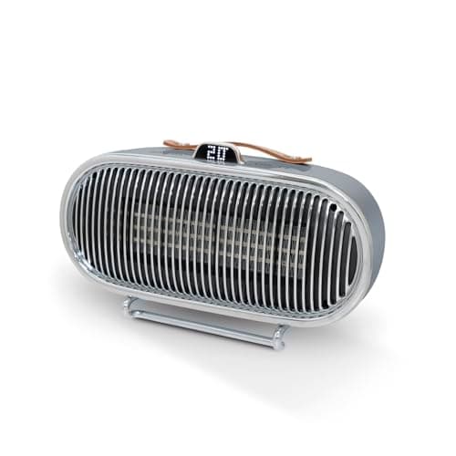 Image of Swan Portable Retro Ceramic Heater with 2 Heat Settings, Smart Thermostat, Digital Display, 9 Hour Timer, Remote Control, 1.5kW, Grey, SH27032