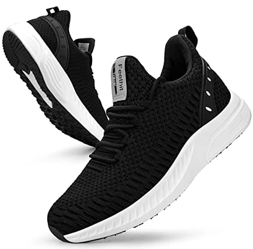 Image of Feethit Womens Trainers Breathable Running Lightweight Walking Shoes Black White 5