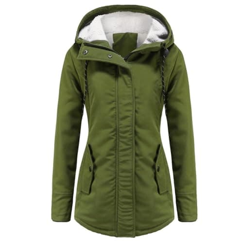 Image of YYNUDA Womens Winter Coats Waterproof Fleece Lined Parka Coat Winter Outdoor Hooded Jacket Green S