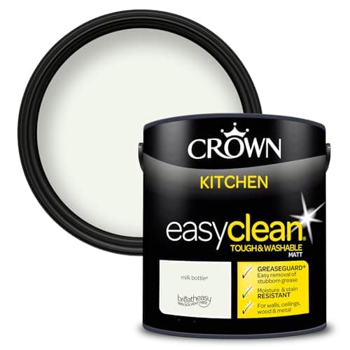 Image of CROWN Milk Bottle - Anti Mould Kitchen Paint - Washable, Grease & Steam Resistant - Cool Off White Paint - 2.5L