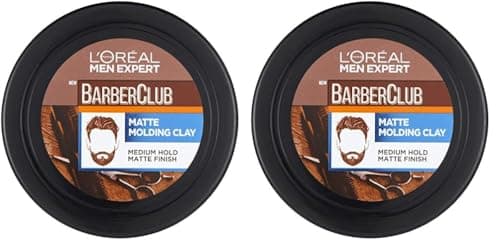 Image of L'Oreal Paris Men Expert Matt Clay Barber Club, Matte Molding Clay Hair Styling, 75 ml (Pack of 2)