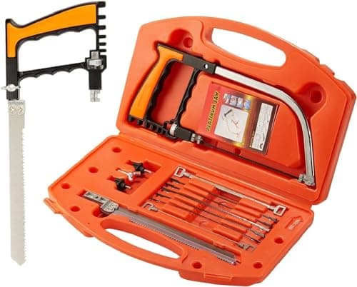Image of KAHEIGN 13 in 1 Multifunction Hacksaw Set, Hand Hacksaw with 8Pcs HSS Extra Steel Saw Blades and Carry Case - for Cutting Wood Plastic Rubber Glass Tile Ceramic Metal (27CM x 11CM)