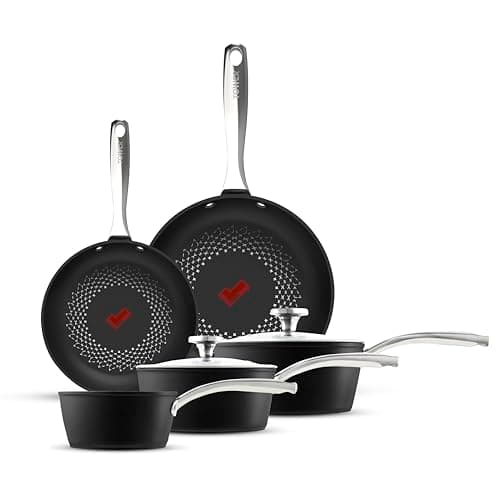 Image of Tower SmartStart Ultra Forged 5 Piece Cookware Set with Aeroglide Non-Stick Cookware Set, 15x Stronger, Induction Compatible, Oven Safe up to 220°, PFOA Free, Long Lasting, Black