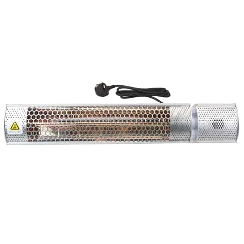 Image of VFM - Orma Wall Mounted Patio Heater Silver Instant Heat Halogen Outdoor Lamp - Summer Parties and Bbqs