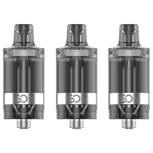 Image of Innokin Go S Tank (Black) - Pack of 3 - E Cigarette Tank - Built-in 1.6ohms Kanthal Coil with Organic Cotton, Slide Top Cap Fill Design, Adjustable Airflow, MTL Vape Tank, Ecig, 2ml 13W - No Nicotine