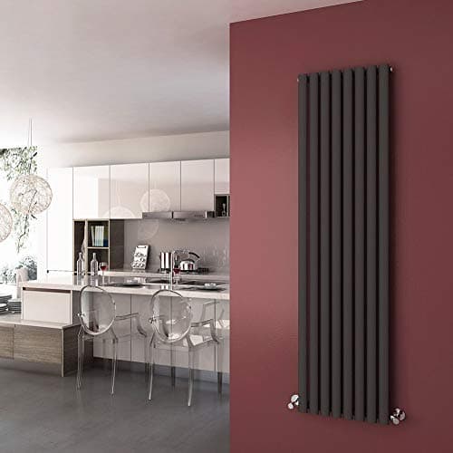Image of ELEGANT 1800 x 480 mm Designer Radiators Anthracite Vertical Column Radiator Oval Single Panel