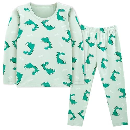 Image of KAKU NANU Boys Pyjamas Set Kids Pjs Long Sleeve Tops Dinosaur Gifts 5 6 Years Green