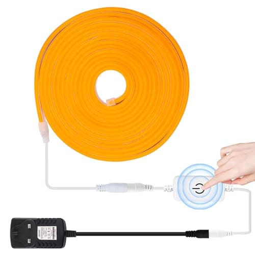 Image of HEGEHE Dimmable LED Neon Light Strip Kit, 3m Golden Yellow Neon Rope Light + ITOUCH Dimmer Switch + 12V DC Power Supply, Flexible and Waterproof for Home DIY Commercial Decor
