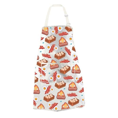 Image of JTOUK Calcifer Kitchen Apron Japanese Anime Inspired Gift Calcifer Lover Gift Anime Calcifer Gift (Calcifer Apron EU)