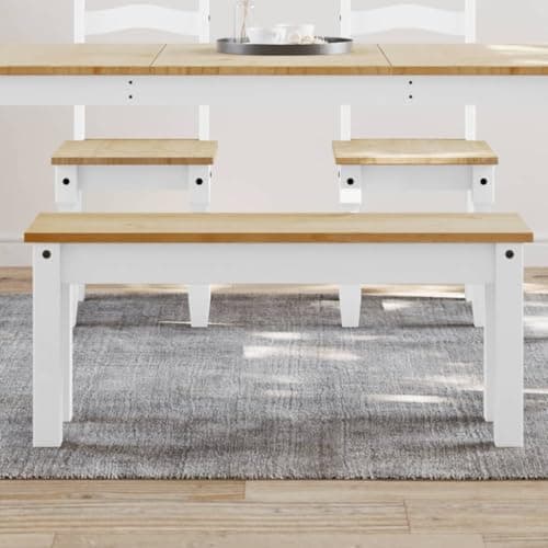 Image of Panama Dining Bench Solid Pine Wood 105 x 30 x 45 cm with Honey Wax Finish, Robust Seat for Dining Room, Kitchen, Hallway, Rustic and Space-Saving