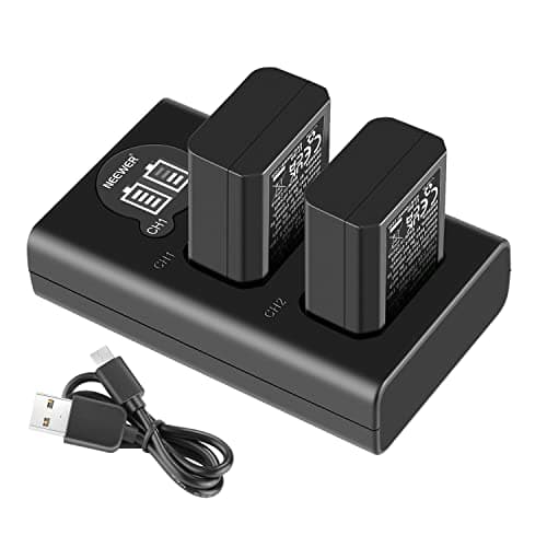 Image of NEEWER 2-Pack NP-FW50 Replacement Battery and Dual Slot Charger compatible with Sony ZV-E10, A7RII, A7R, A7II, A7, A7SII, A7S, A6500, A6400, A6300, A6000, A5100, A5000, RX10 II III IV, 1100mAh