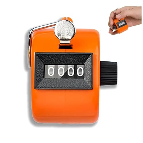 Image of 4-Digit Clicker Counter,Handheld Counter Hand Mechanical Counters Clickers,Golf Counter Clicker,People Counter Clicker,Number Clicker Counter,Mechanical Tally Counter for Shots,Knitting,orange