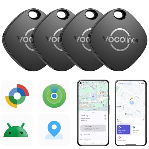 Image of VOCOlinc Air Tracker Tags-4 Pack for iOS & Android, Item Finder Compatible with Apple Find My and Google Find Hub App, Bluetooth Luggage Tag for Wallet, Backpack, Keys, Bags