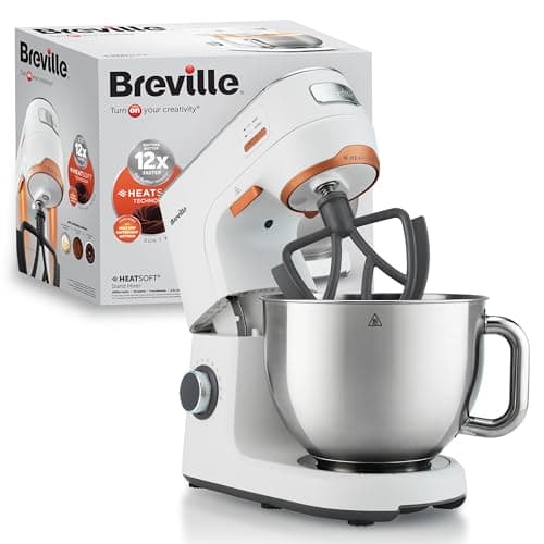 Image of Breville HeatSoft Electric Stand Mixer | 1000W | Softens Butter for Better Results | 10 Speeds | 5.2L Stainless Steel Bowl | Includes Whisk, Beaters & Dough Hooks [VFM027]