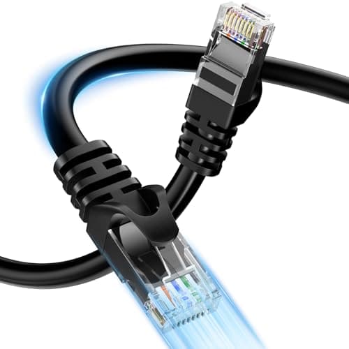 Image of Cmezevi Cat6 Ethernet Cable 5M, Flexible 24AWG Bare Copper, 10Gbps 550MHz High Speed RJ45 LAN UTP Black Round Patch Cord for Gaming Streaming Home Office Router Modem Server PC