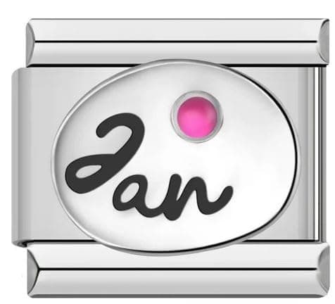 Image of Mon & Sons Jan-Dec Birthday Birth Stone Date Anniversary Month Charm Silver 9mm Italian Link Compatible With Modular 9mm Bracelet (January Jan)