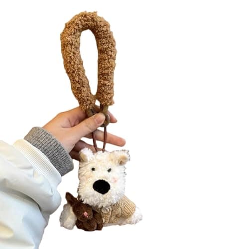 Image of LIbgiubhy Westie Dog Shaped Soft Plush Keychain Handmade Animal Pendant Keyring Accessory For Bags Unique Pet Lover
