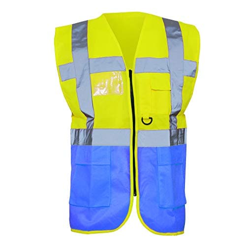 Image of Yoko Hi-Vis Premium Executive/Manager Waistcoat/Jacket (Pack of 2) (S) (Hi Vis Yellow/Royal Blue)