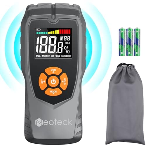 Image of Neoteck Pinless Moisture Meter Damp Meter – Non-Destructive Wood & Wall Moisture Detector with LCD Display & Sound Alarm for Firewood, Drywall, Concrete, Masonry, Carpentry & DIY