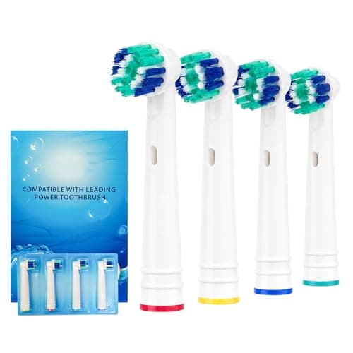 Image of 4PCS Round Electric Toothbrush Head, Oral-B Round Replacement Electric Toothbrush Heads, Suitable for Most Braun Oral-B Electric Toothbrushes, Effective Deep Oral Cleaning and Plaque Removal(White)