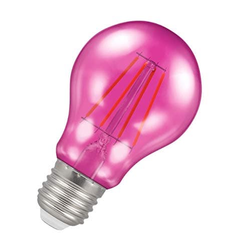 Image of Crompton Lamps Pink LED GLS Light Bulb 4.5W E27 Harlequin | IP65 Outdoor Lights LED Bulbs | Energy-Saving Replacement for 25W Bulbs | 15,000 Hours Life | for Festoon Lights Outdoor