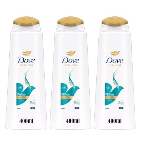 Image of Dove Ultra Care Daily Moisture 2 in 1 Shampoo and Conditioner, 400ml, Pack of 3 | for Everyday Care