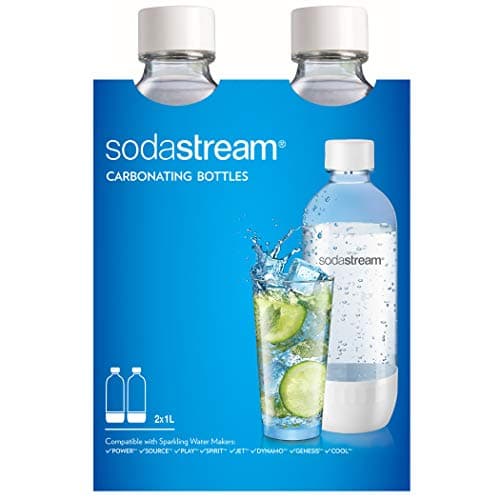 Image of sodastream Dishwasher Safe 1L Classic DWS Carbonating Bottle White (twinpack), Plastic